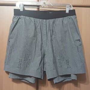 THEORY Men's Athletic Running Layered 3-pocket Gray Shorts, Sz M/M, used